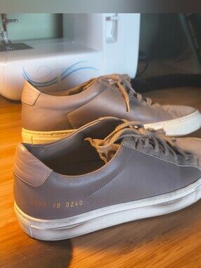 Woman by Common Projects Retro Low Taupe Suede & Leather Sneakers EU 38
